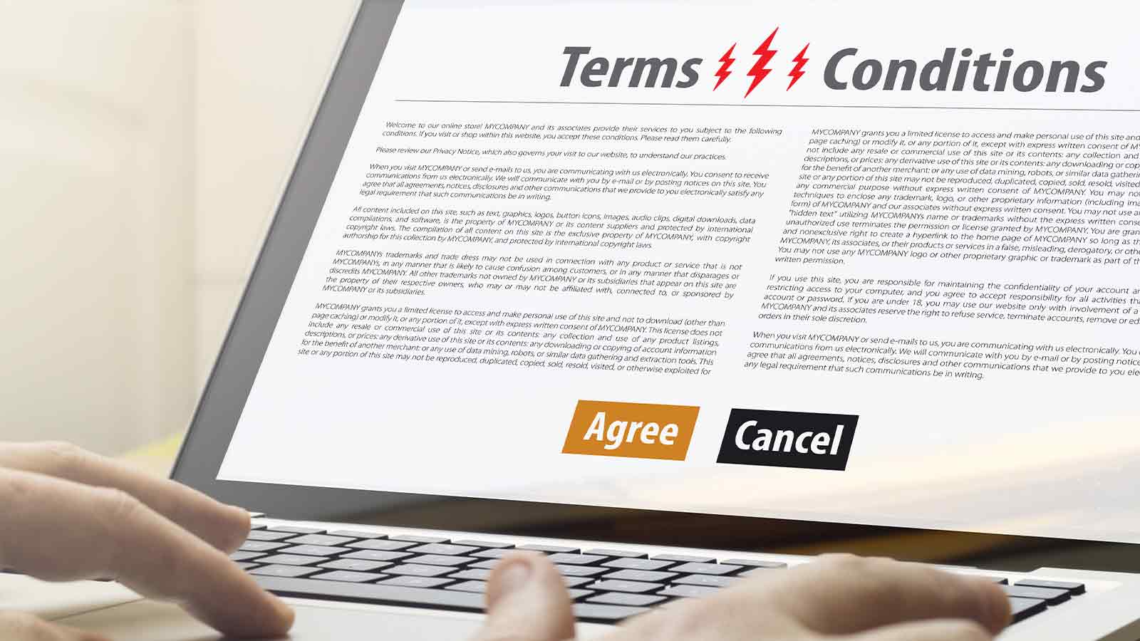 Contrast against the terms and conditions