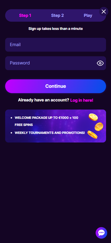 MegaRush Casino Registration Process Image 1