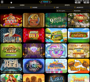 Vegas Mobile Casino desktop screenshot showing variety of slot games (pokies) - tested