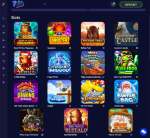 7Bit Casino desktop slots variety screenshot showing top slot games, jackpots, and trending titles – tested