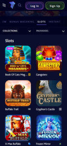 7Bit Casino mobile slots variety screenshot showing popular slot games and jackpots – tested