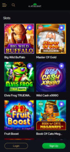 Katsubet Casino mobile slots preview screenshot showing slot selection and top games – tested