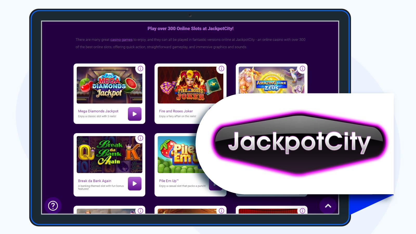 Jackpot City casino homepage