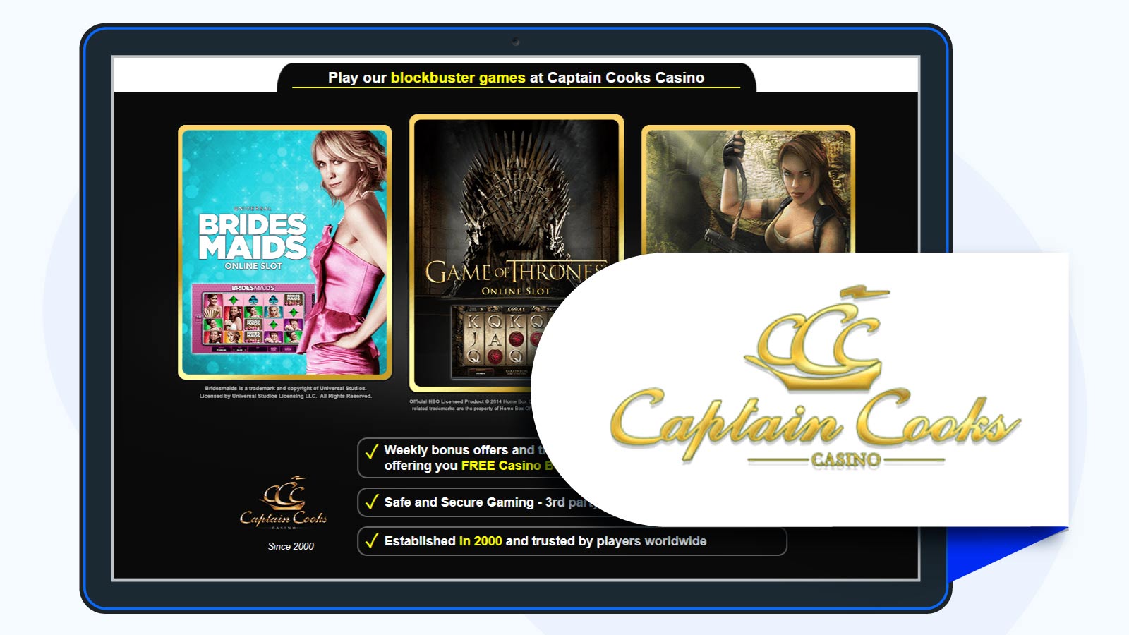 Captain Cooks casino homepage
