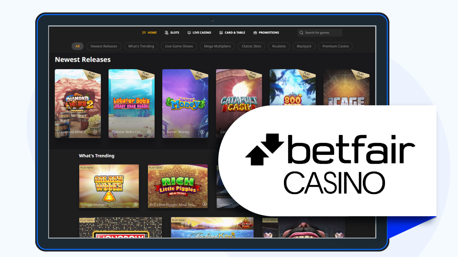 Betfair Casino homepage