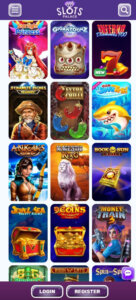 SlotsPalace Casino mobile slots preview screenshot showing game categories – tested