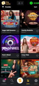 Stay Casino mobile live casino preview screenshot showing dealer lobby – tested