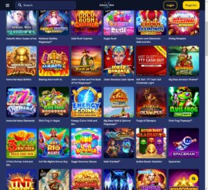 Galactic Wins Casino desktop slots variety screenshot showing slot categories and top games – tested