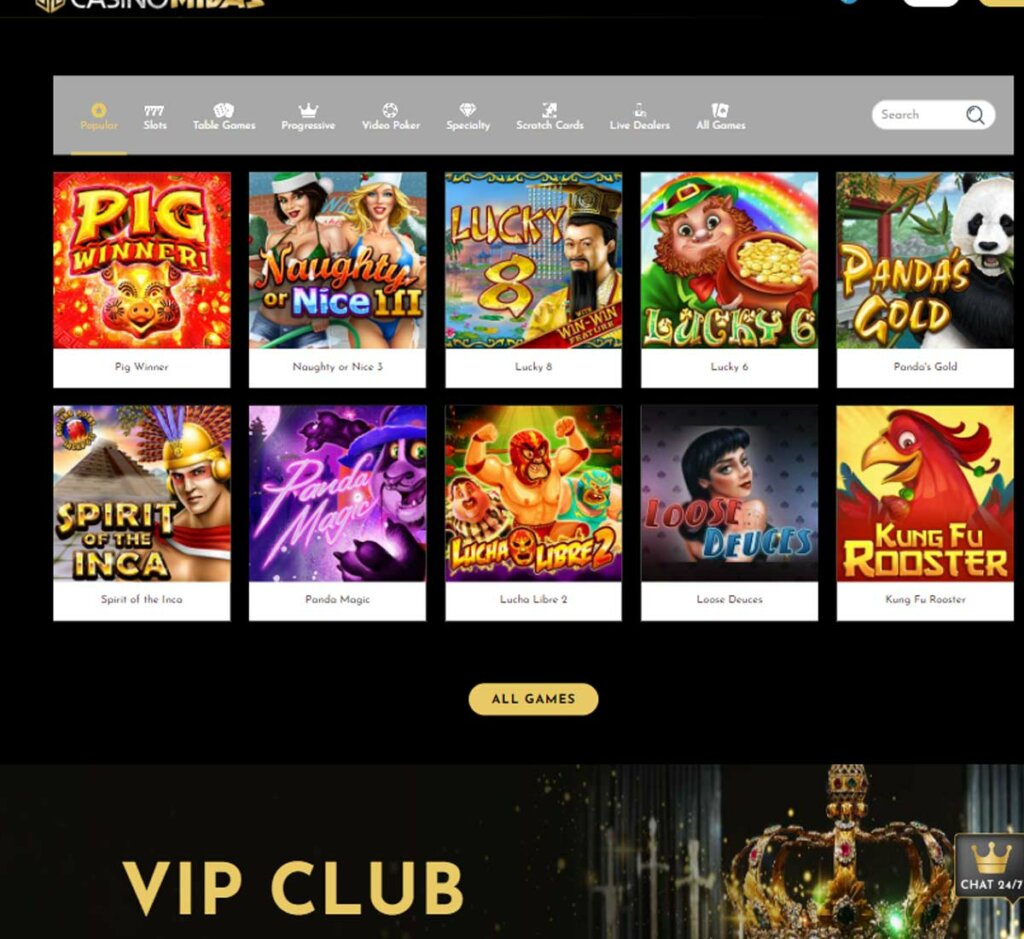 Casino Midas home page review