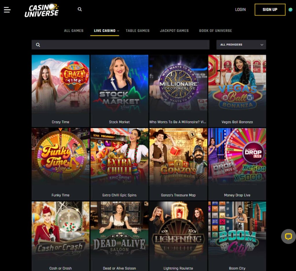 Casino Universe live dealer games review