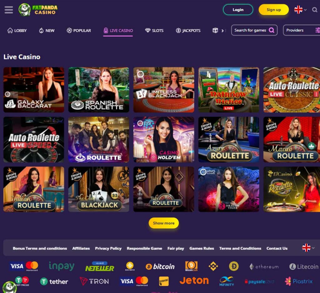 FatPandaCasino live dealer games review