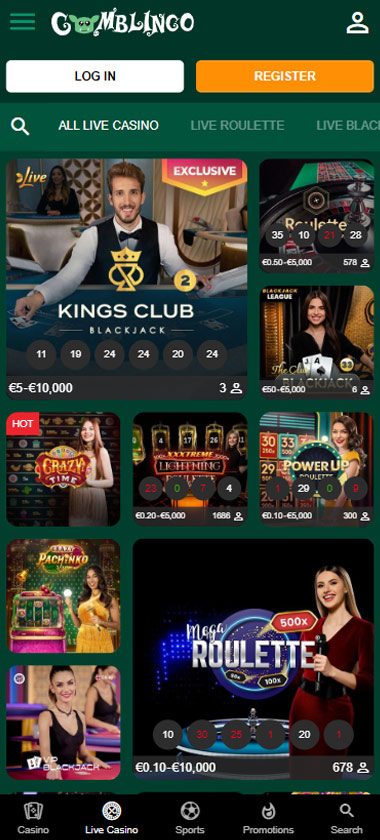 Gomblingo Casino live dealer games mobile review