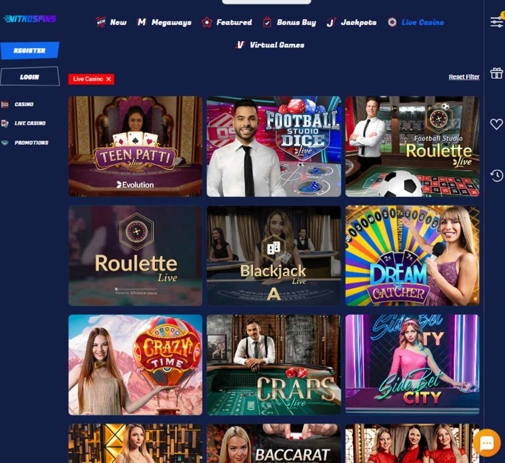 Nitrospins Casino live dealer games review