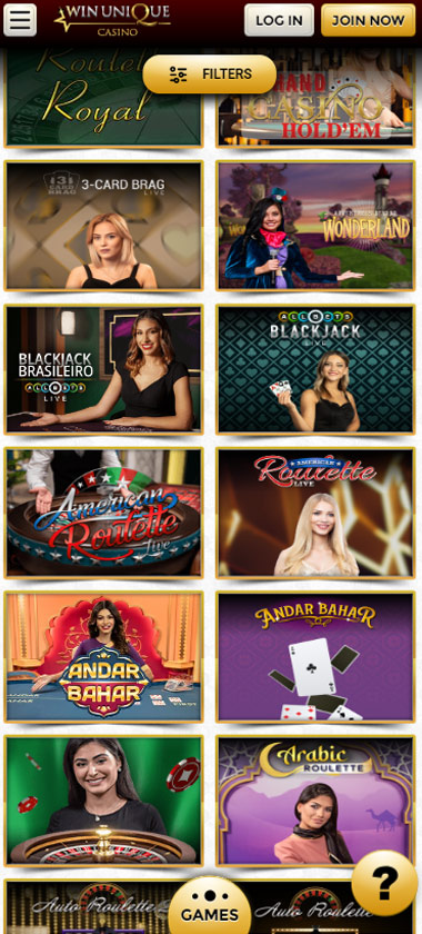 Unique Casino live dealer games mobile review