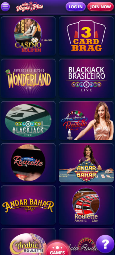 VegasPlus Casino live dealer games mobile review