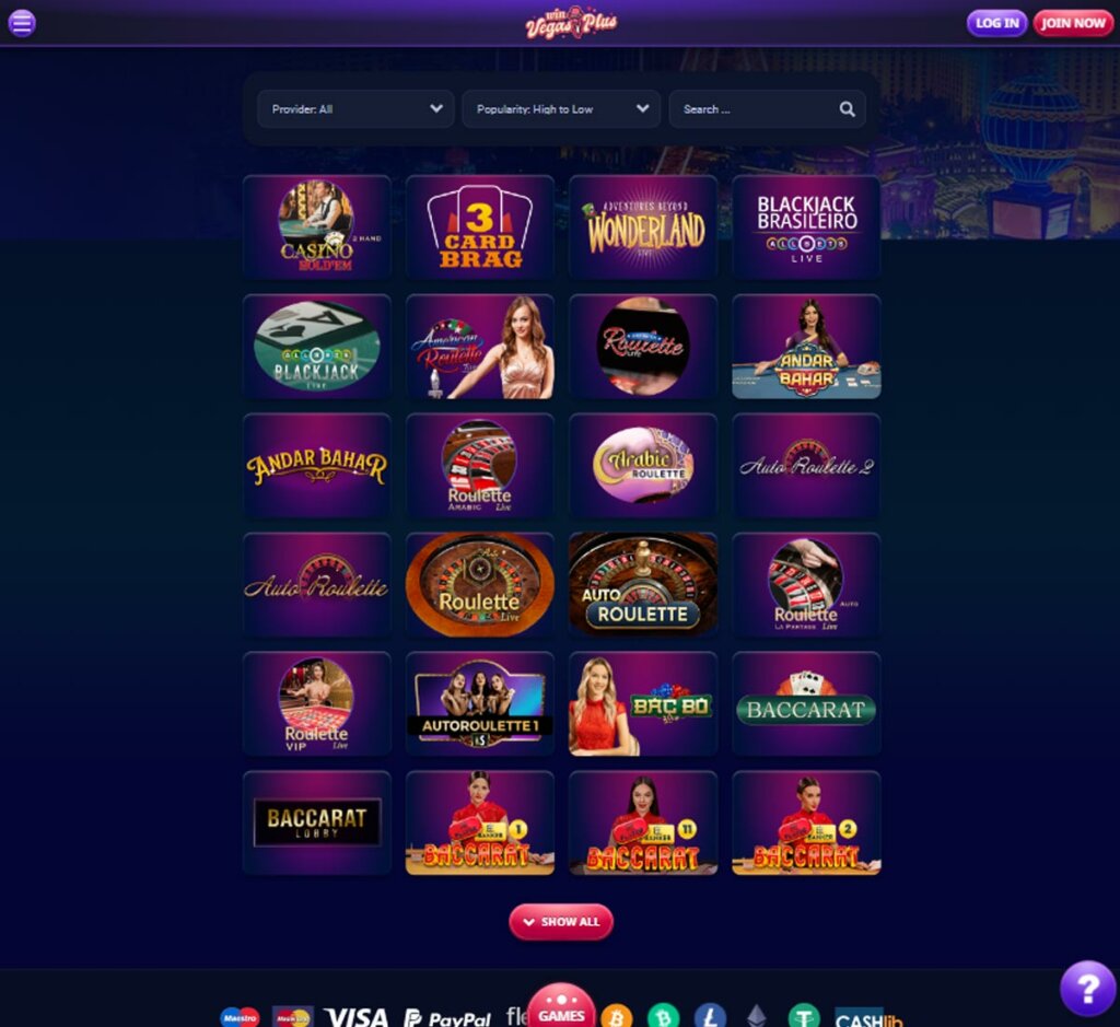 VegasPlus Casino live dealer games review