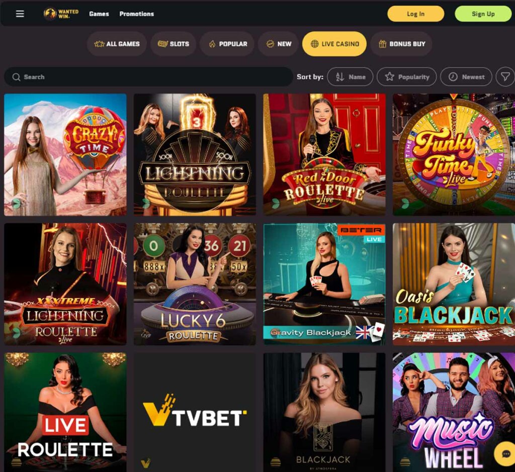 Wanted Win Casino live dealer games review