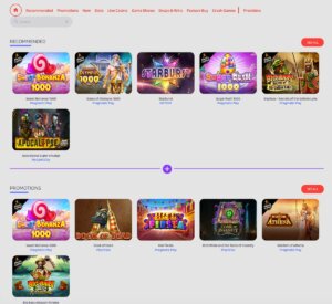 QuickSlot Casino desktop homepage screenshot showing navigation and promotional banners – tested