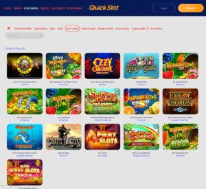 QuickSlot Casino desktop live casino games screenshot displaying dealer tables – tested