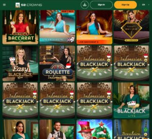 50Crowns Casino desktop interface screenshot showing live casino games lobby - tested