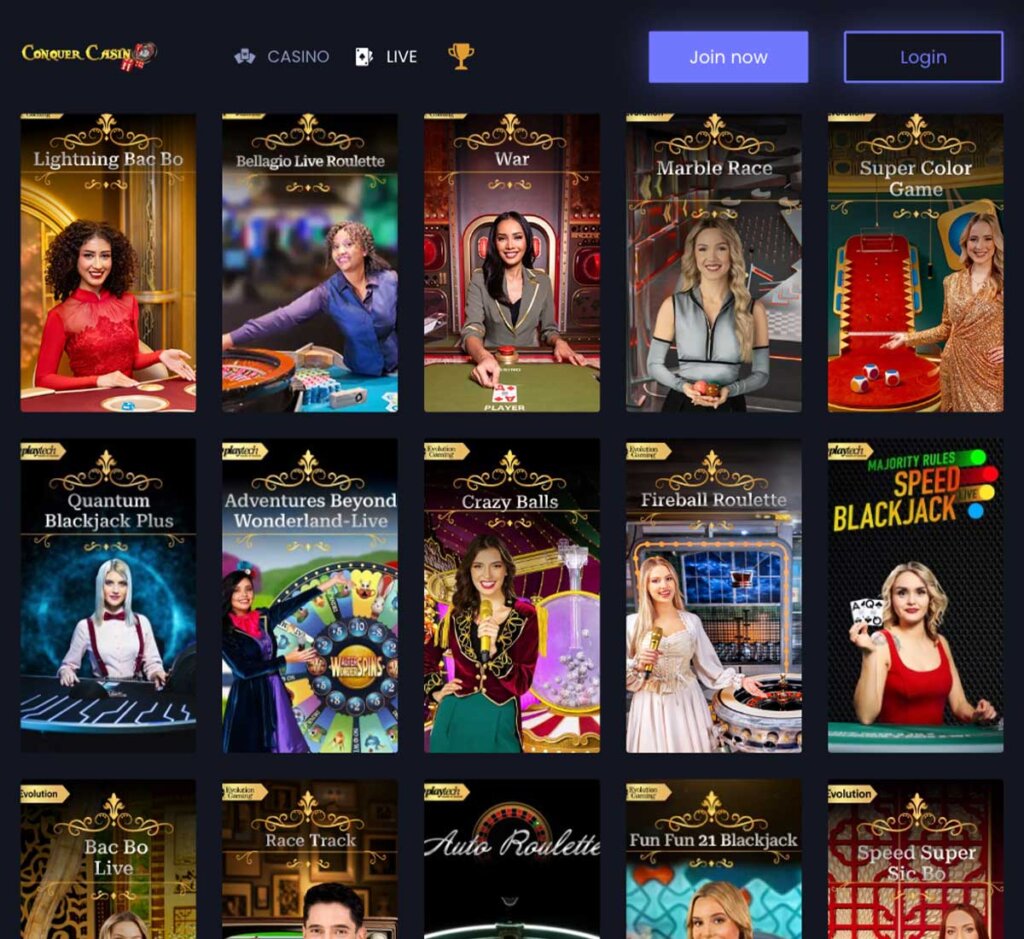 Conquer-casino-live-casino-games-collection-review