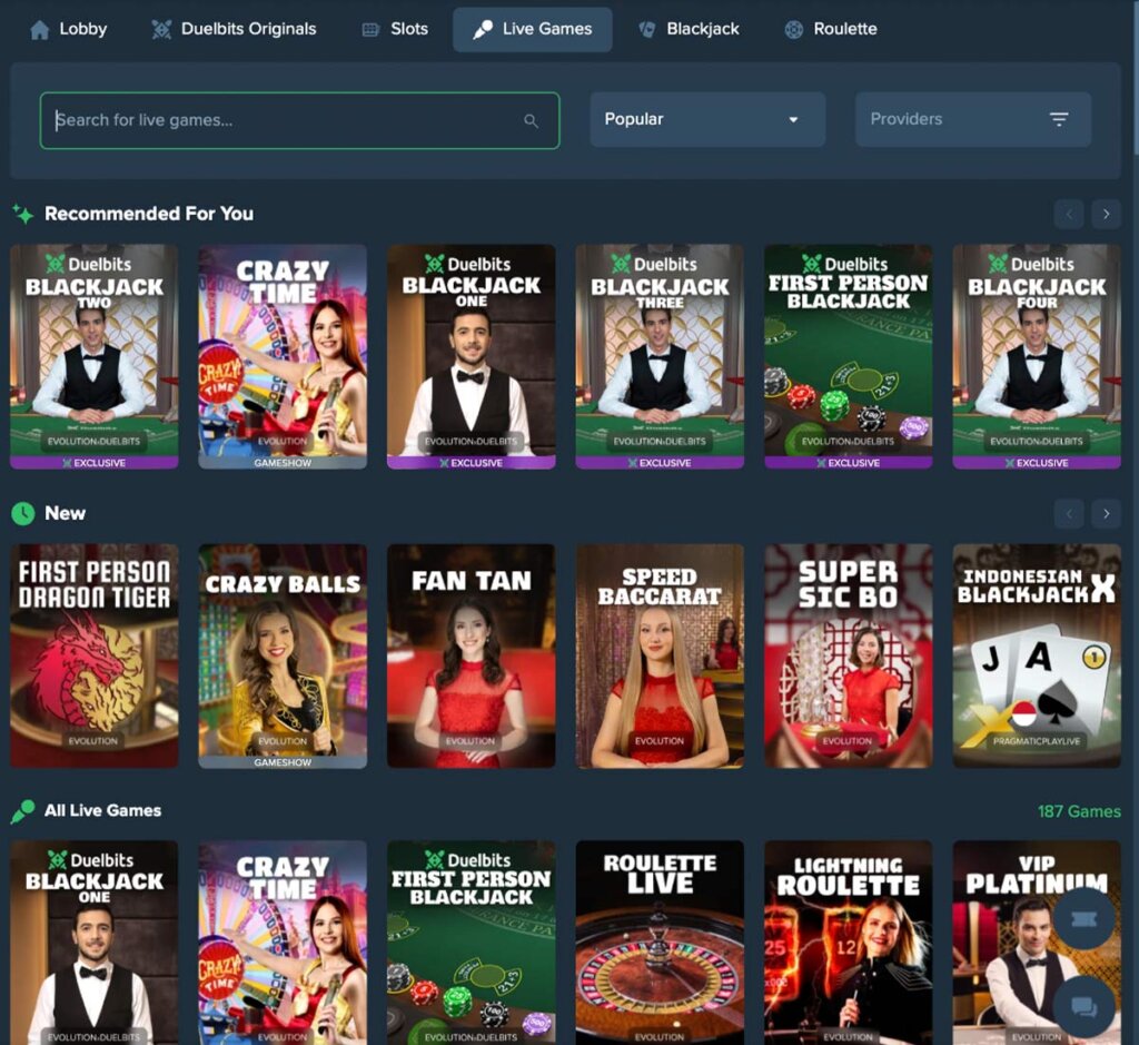 Duelbits-casino-live-casino-games-collection-review