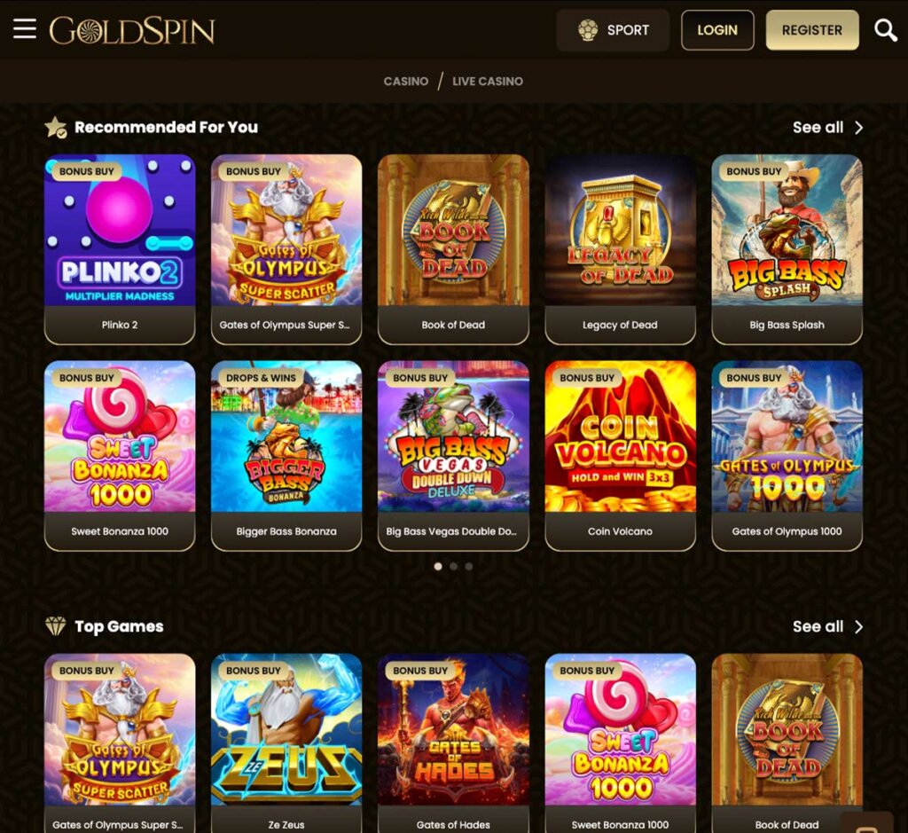 GoldSpin-casino-homepage-review
