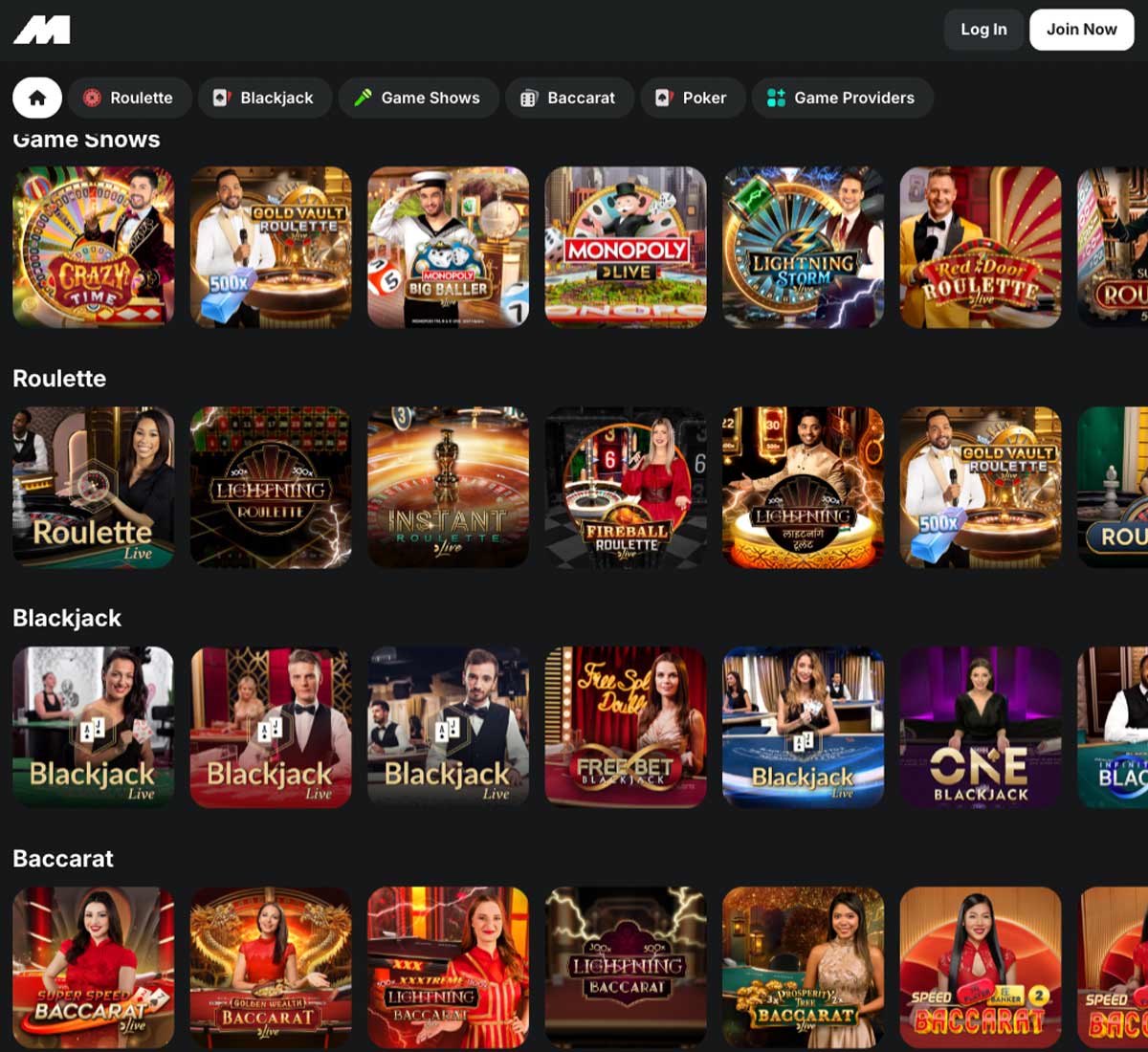 Midnite casino live casino games collection review