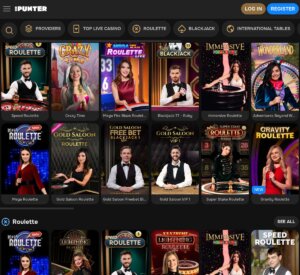 MrPunter Casino desktop live casino games screenshot showing blackjack, roulette and baccarat lobbies – tested