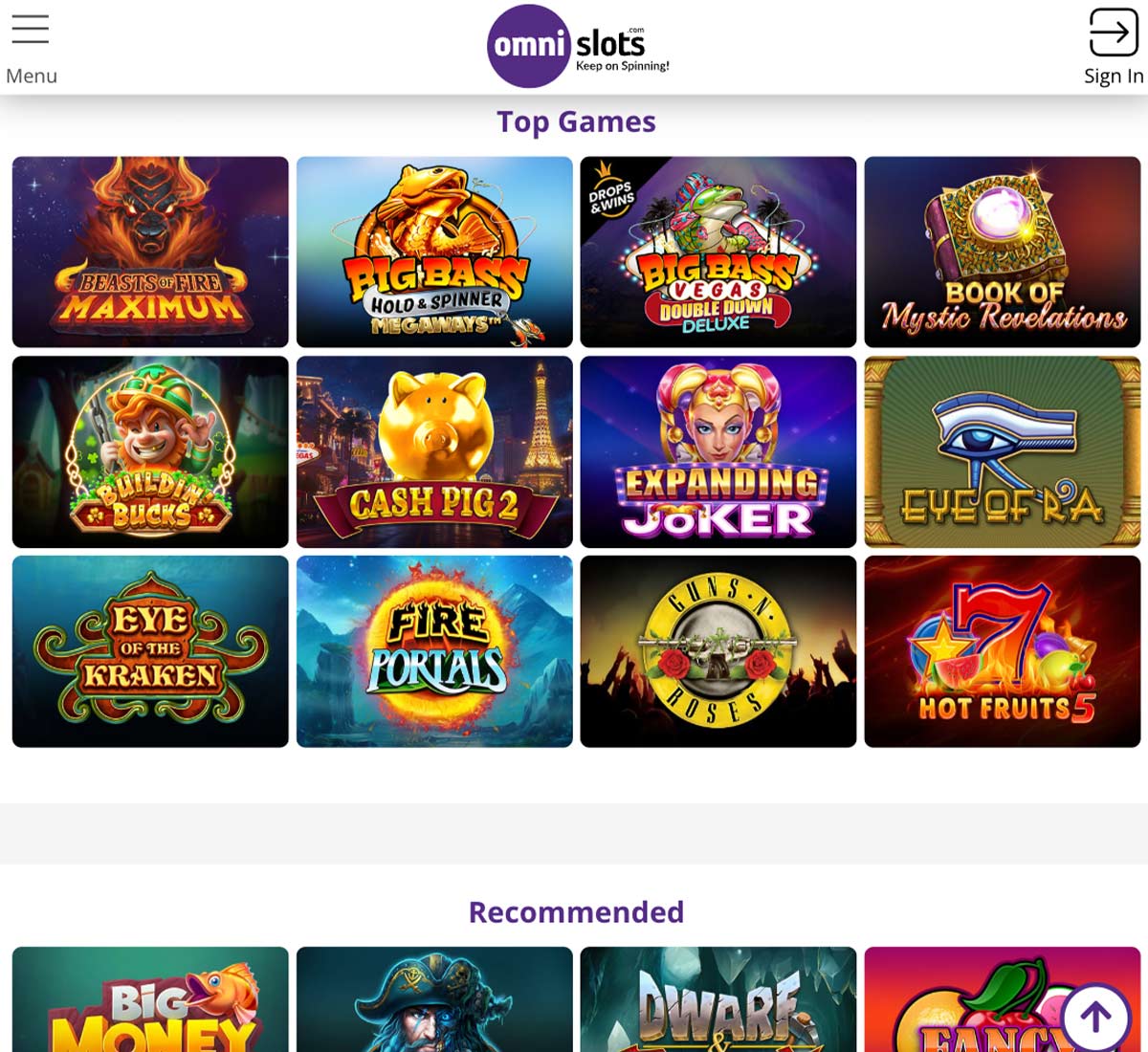 Omni slots casino homepage review