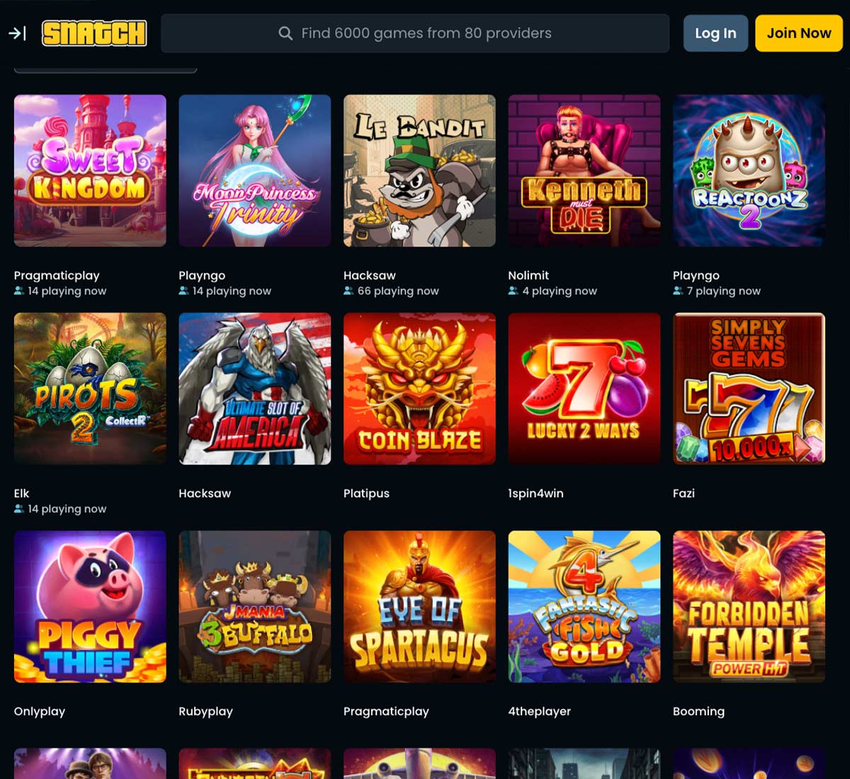 Snatch casino slots variety review