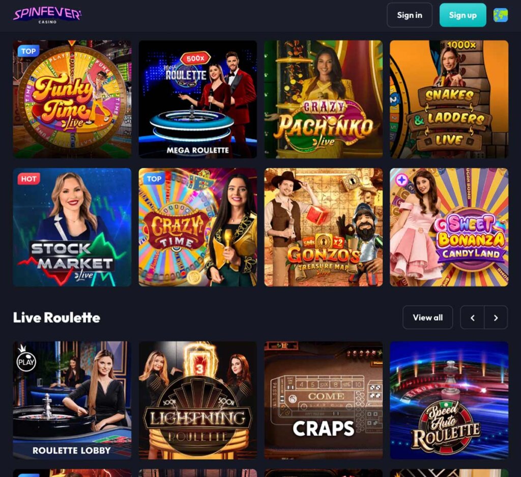 SpinFever-casino-live-casino-games-collection-review