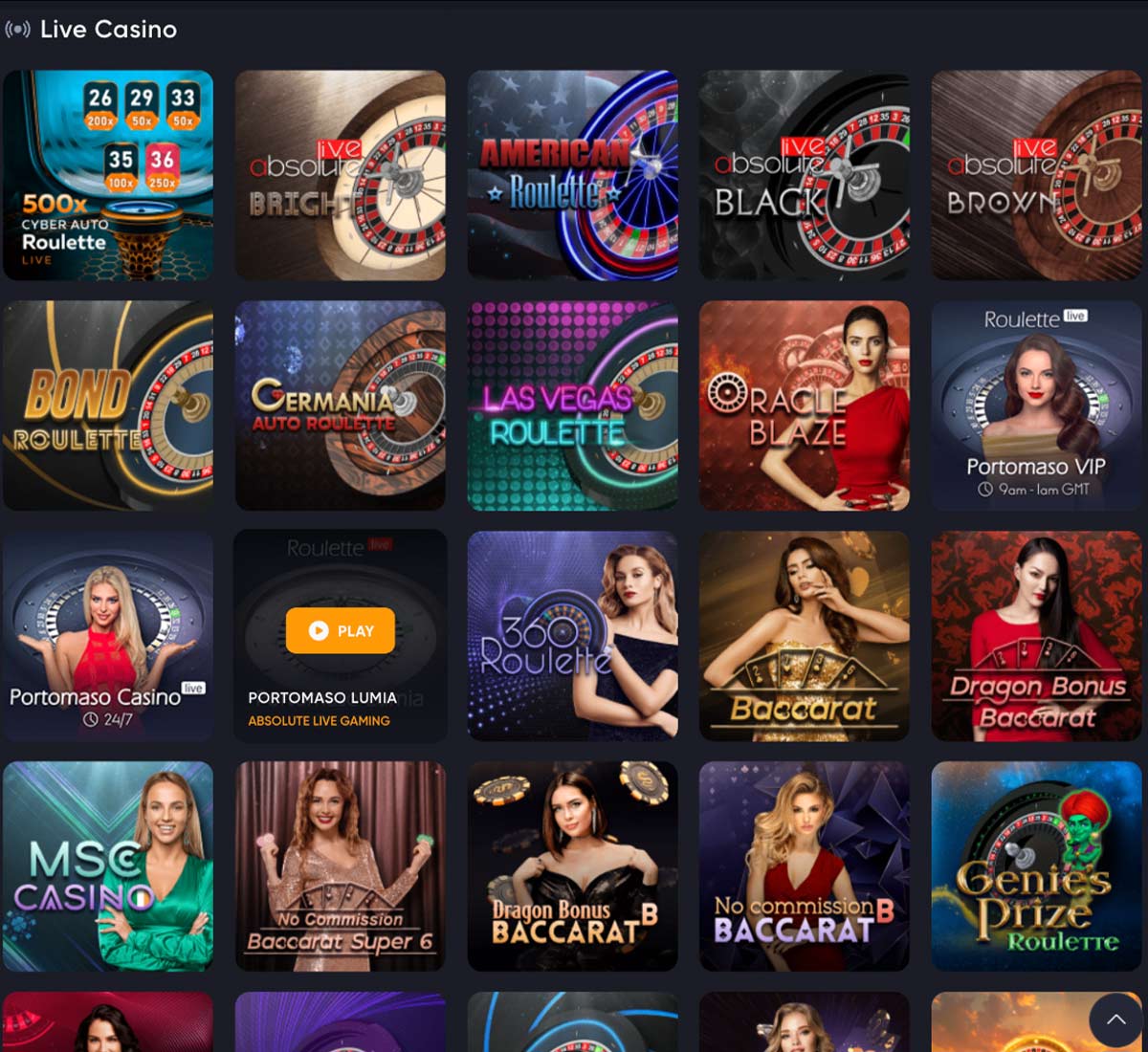 Spinarium casino live casino games collection review