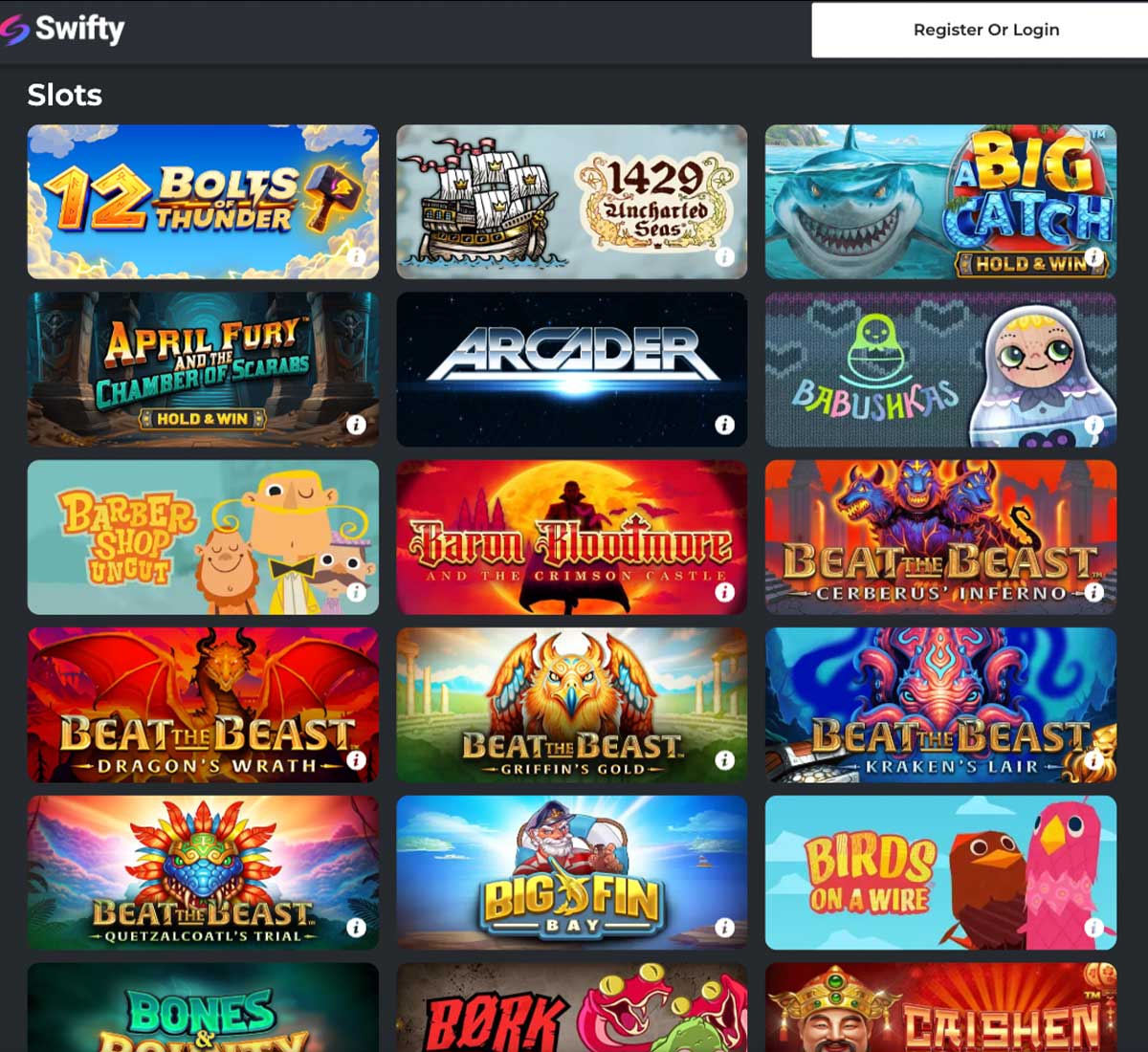 Swifty Sports casino slots variety review