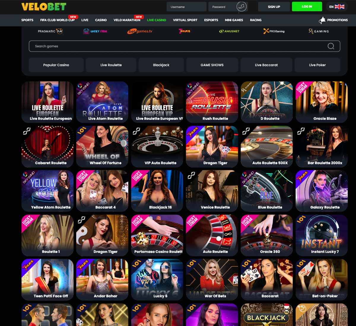 Velobet casino live casino games collection review