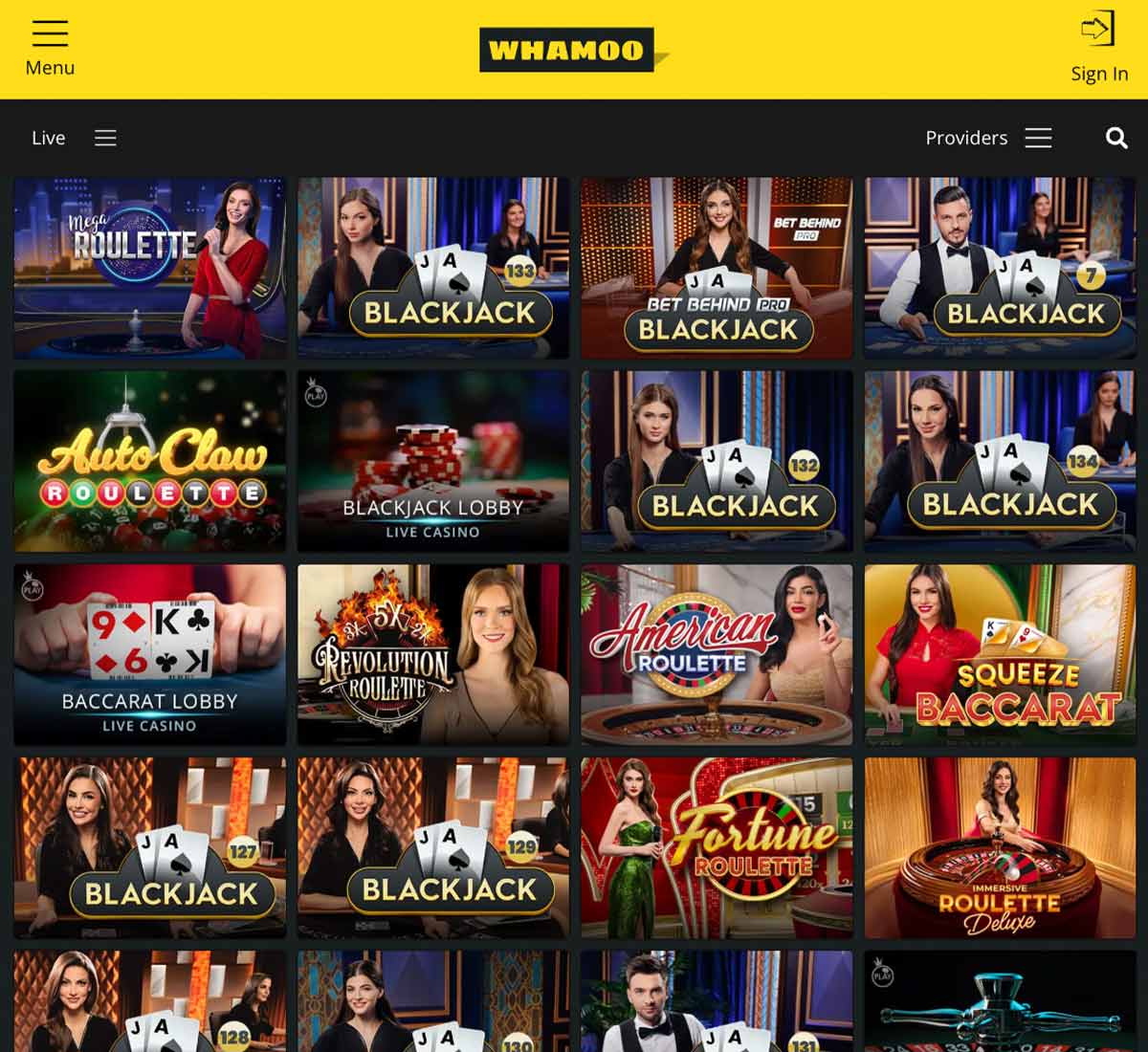 Whamoo casino live casino games collection review