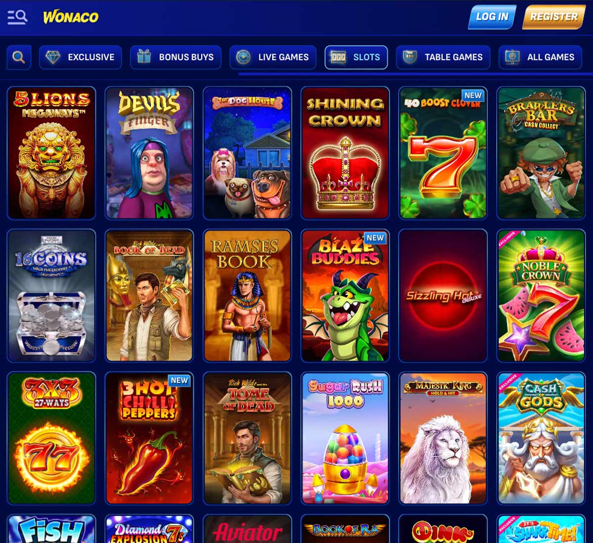 Wonaco casino slots variety review
