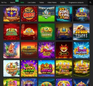 Yukon Gold desktop slots variety screenshot showing game grid and slot categories – tested