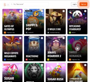 Bit Casino desktop slots variety screenshot showing popular slot titles and jackpots – tested