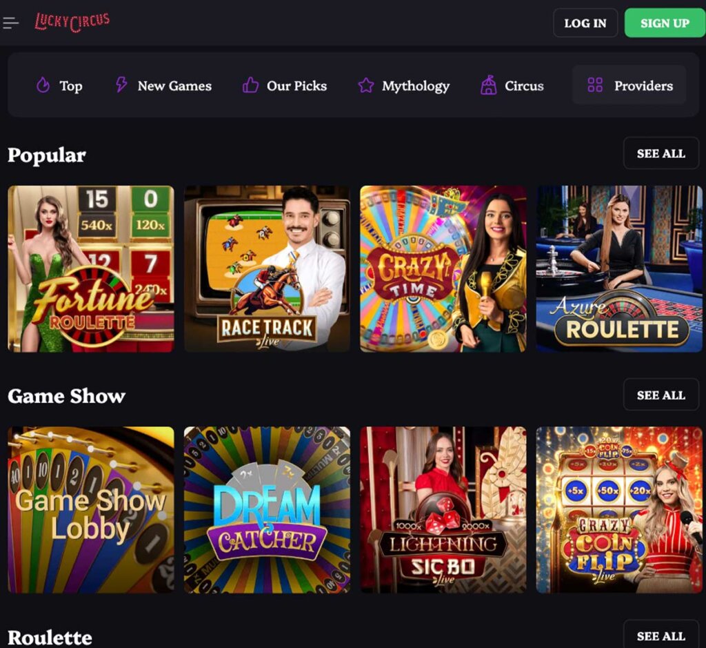 lucky-circus-casino-live-casino-games-collection-review
