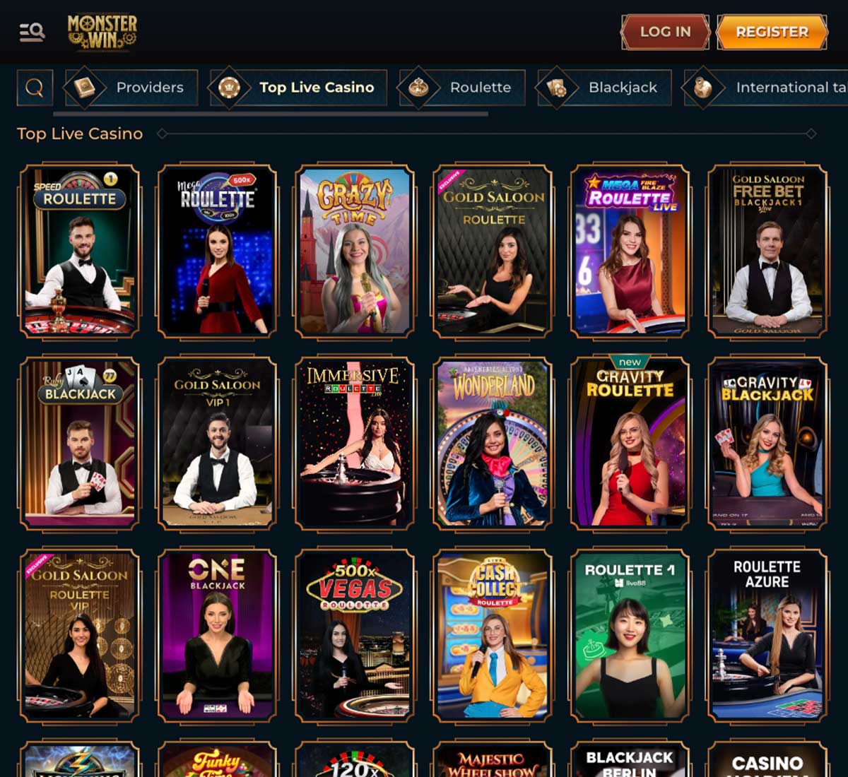 monster win casino live casino games collection review