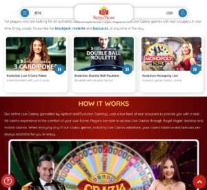 Royal Vegas Casino desktop live casino games screenshot showing dealer tables – tested