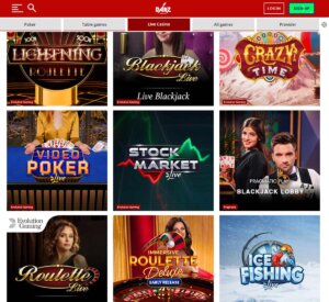 Barz Casino desktop live casino screenshot displaying real-dealer tables including roulette, blackjack and baccarat with lobby navigation – tested