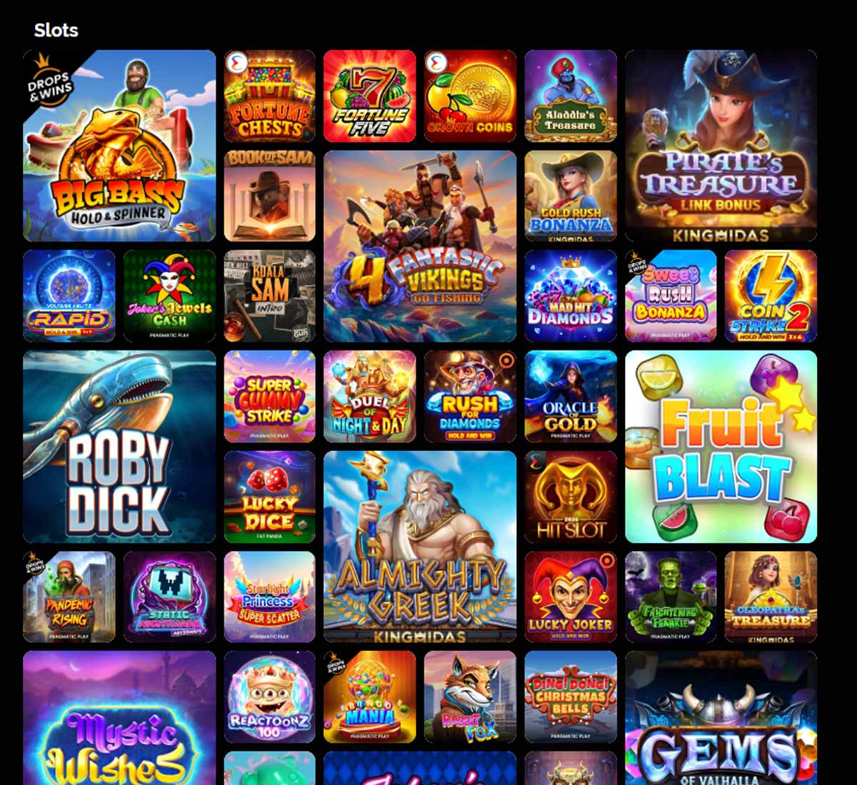 GratoWin casino slots variety review