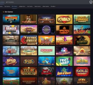 21 Casino desktop slots screenshot showing slot game categories, featured titles and filtering options - tested