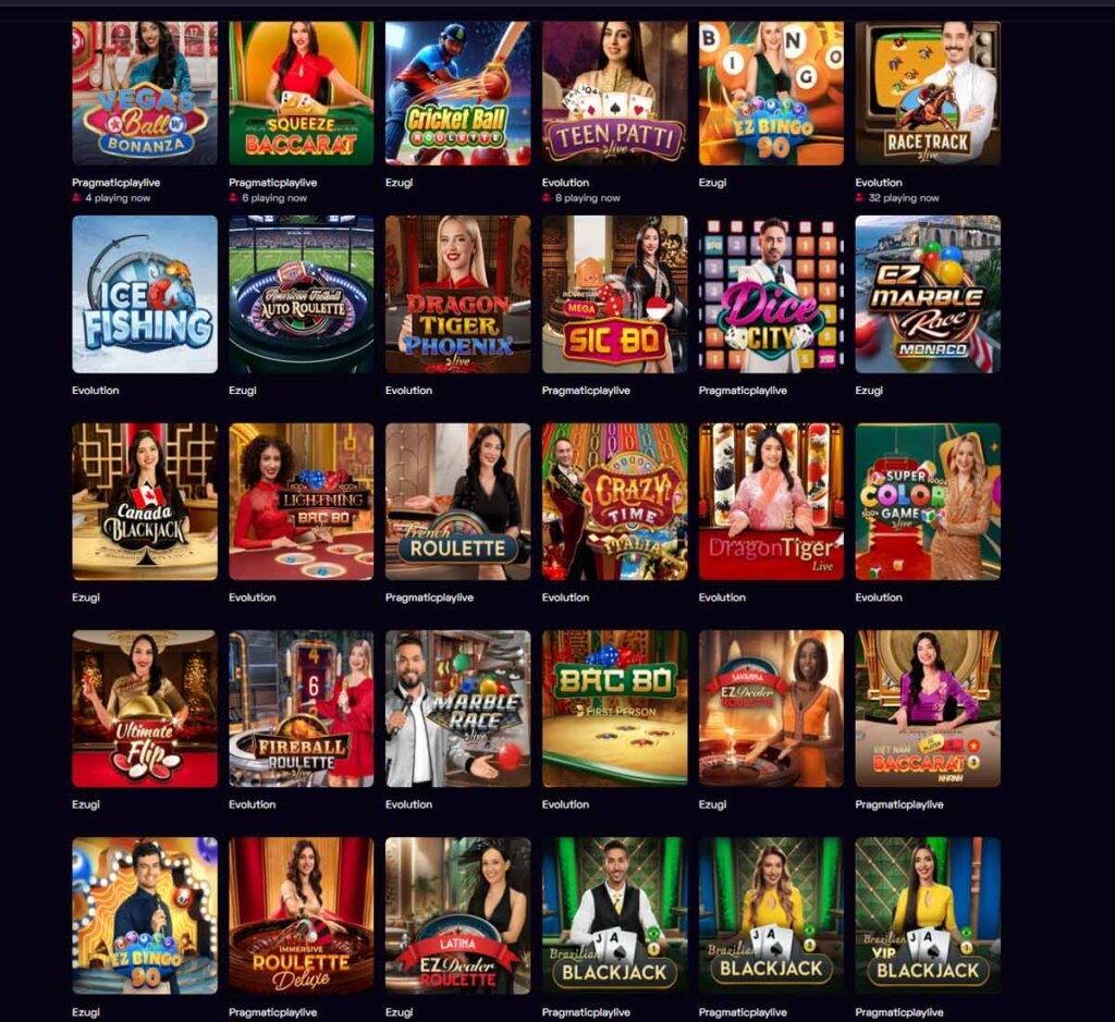 Ybets Casino desktop live casino screenshot showing real-dealer tables including roulette, blackjack and baccarat with lobby navigation - tested