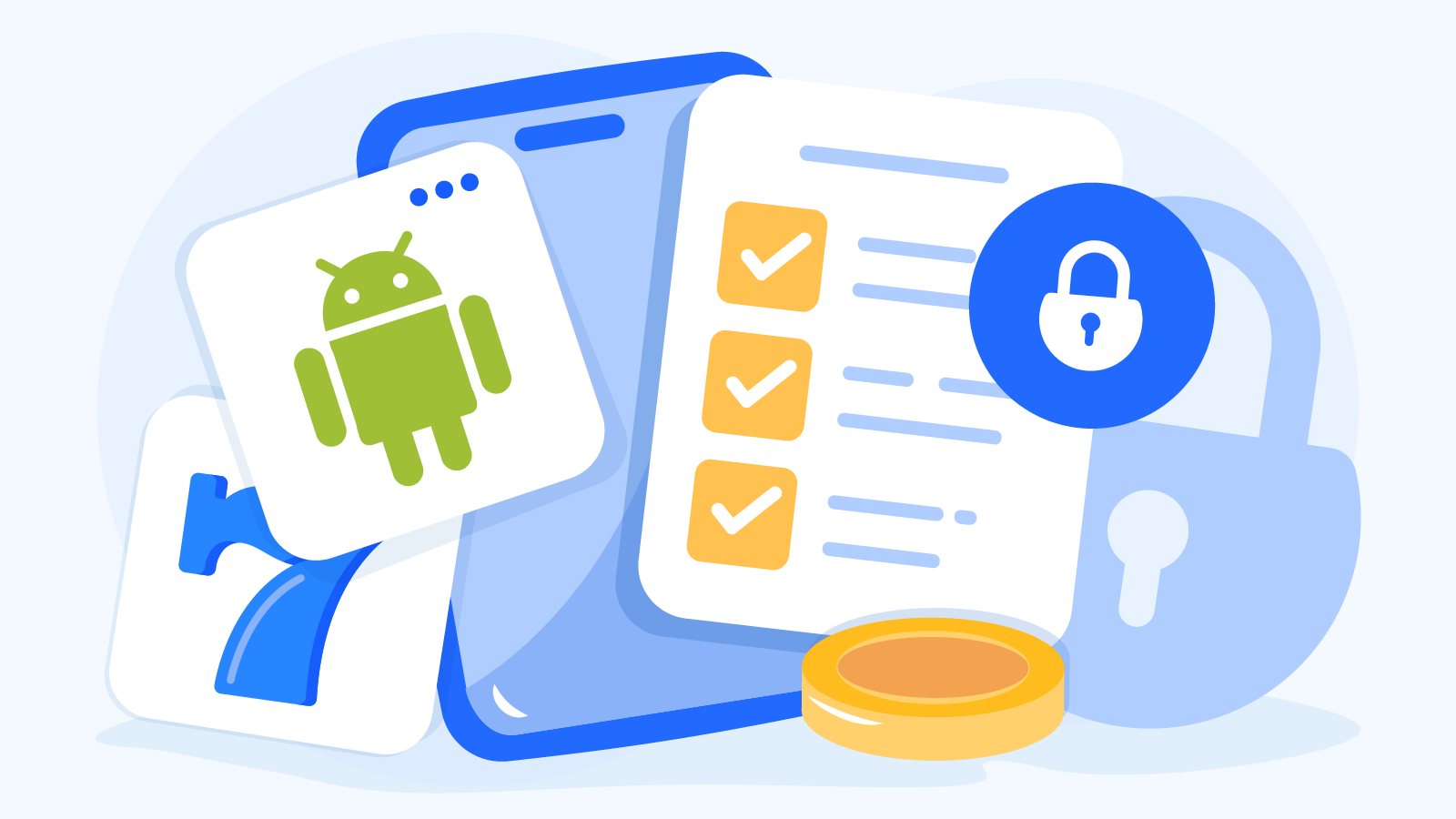 Security checklist infographic for safe Android casino APK downloads showing 6 verification steps: download only from official licensed casino websites with SSL padlock, check app permissions before install, disable unknown sources after installation, keep app updated for security patches, never download from third-party sites, and avoid sharing APK files with others, with Google Play Protect warning example
