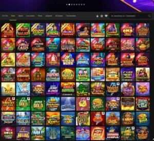 Gaming Club Casino desktop slots screenshot showing slot game categories, featured titles and filtering options - tested