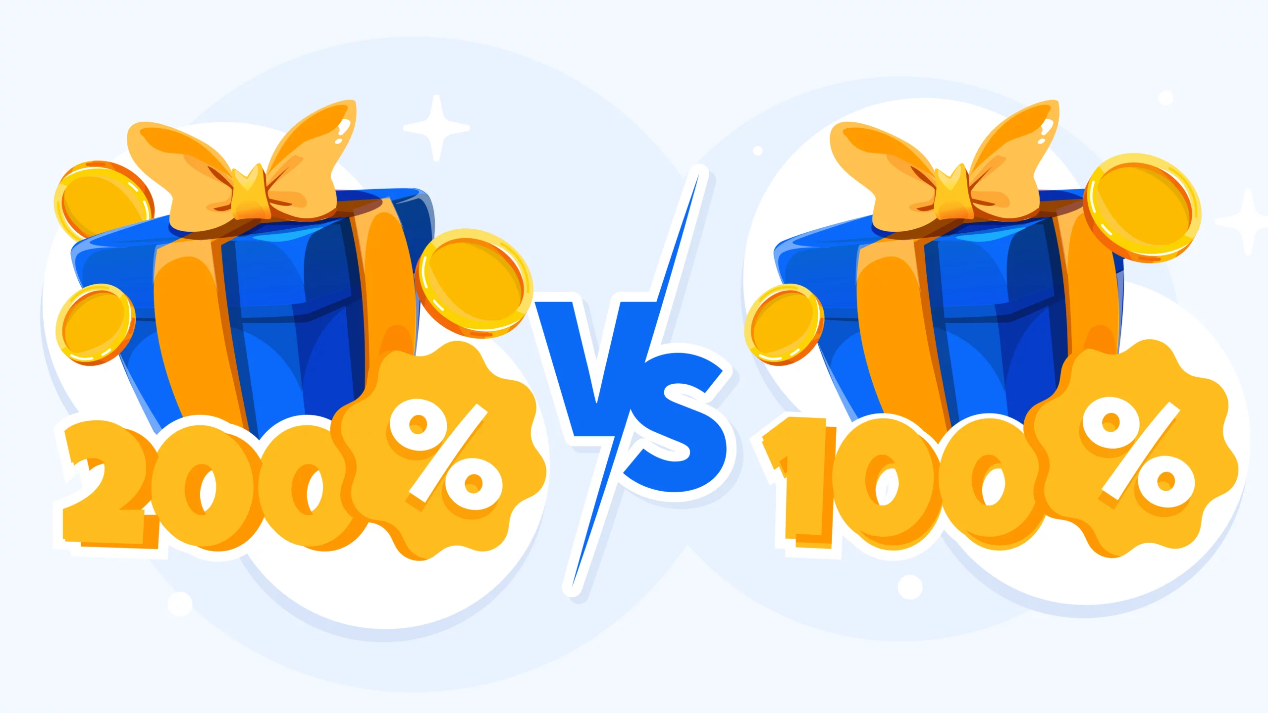 Side-by-side comparison of 200% casino bonus (30% completion rate, 15-20 hours, €7000 wagering) versus 100% casino bonus (45% completion rate, 8-12 hours, €3500 wagering) for €100 deposit in Ireland. Shows why 100% bonuses succeed more often with Irish players.