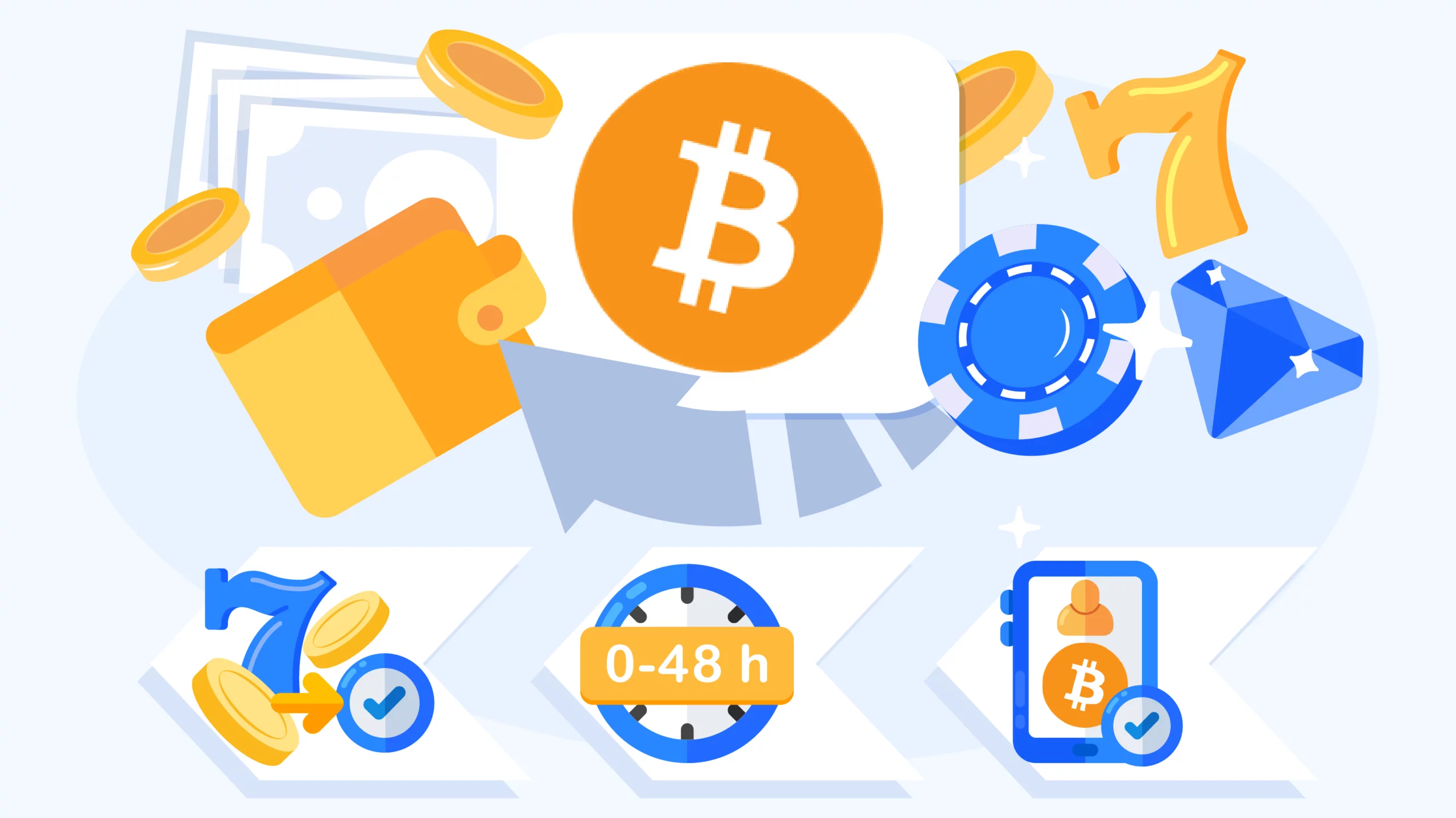 Timeline graphic comparing bitcoin casino withdrawal speeds in Ireland from instant to 24 hours, showing casino approval time versus blockchain confirmation time with clock icons